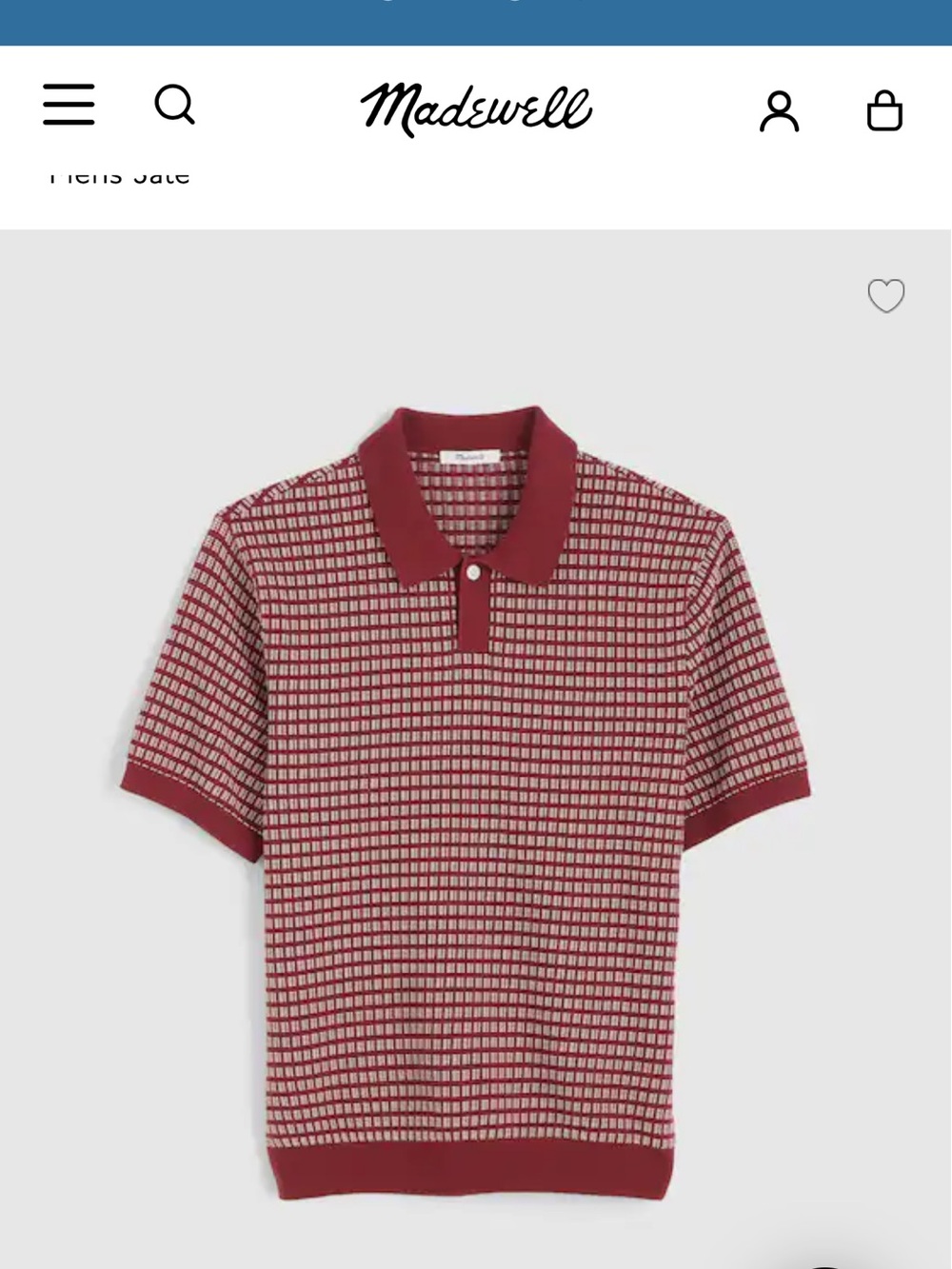 NEVER WORN! Madewell Men's Red and Cream Geometric Knit Polo